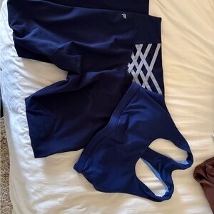 Fabletics Navy Leggings and Sports Bra Set M